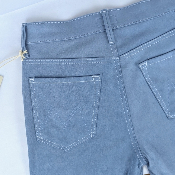 MOTHER The Desperado Faux Suede Bootcut High Rise Stretch Blue Hoo Wash 27 NWT - Picture 7 of 16
